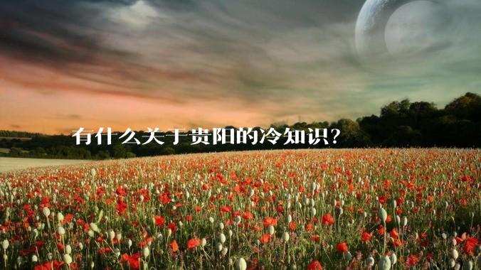 有什么关于贵阳的冷知识？
